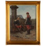 Étienne-Prosper Berne-Bellecour (French 1938-1910) Painting of Soldiers. Oil on cradled board.