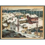 Henry Martin Gasser (American, 1909-1981) Winter Harbor Scene. Watercolor and gouache. Signed 'H.
