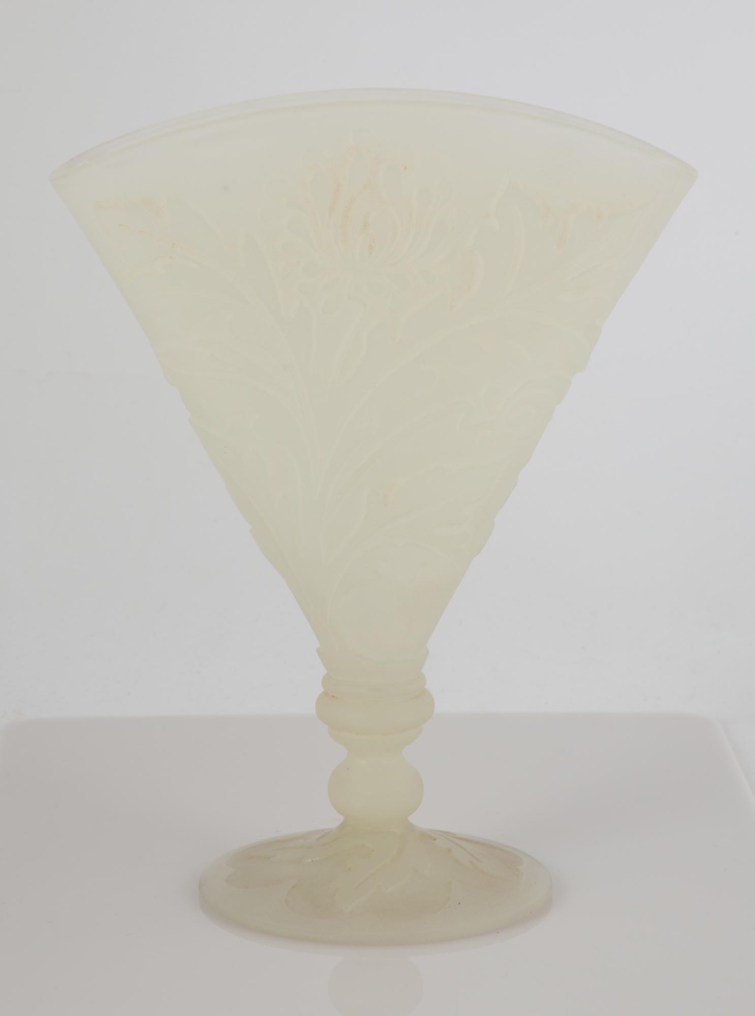 Steuben Alabaster Acid Cut Back Fan Vase. Excellent. Ht. 8 1/2". Online bidding available: https://