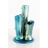 Steuben Blue Aurene Three Prong Stump Vase. Inscribed Steuben Aurene 2744. Excellent. Ht. 6". Online