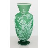 Thomas Webb Cameo Vase with Flowers. 19th century. Unsigned. Excellent. Ht. 9". The Frank & Amy