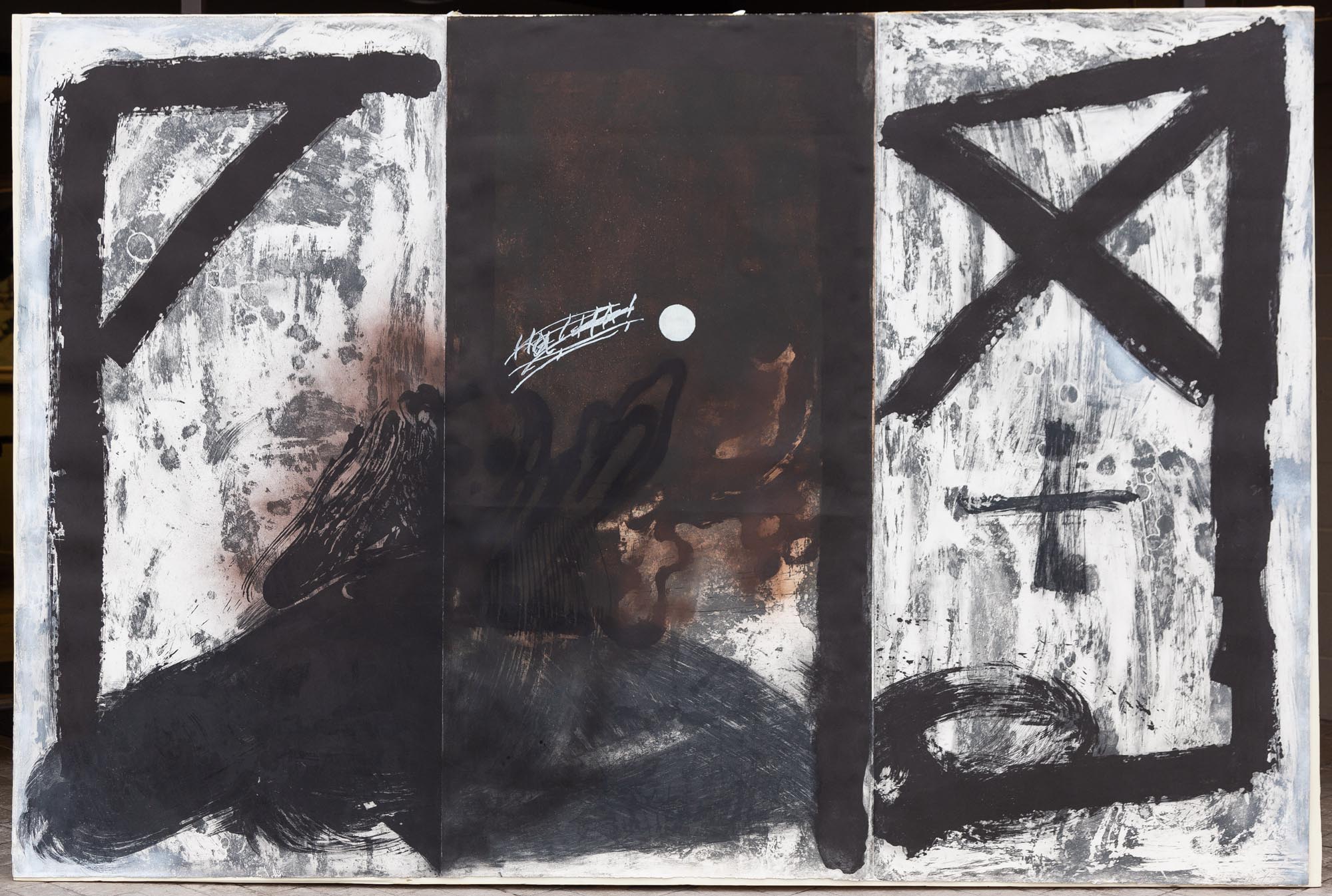 Antoni Tàpies (Spanish, 1923-2012) Triptych. 1989. 14/25. 79" x 117". Anderson Gallery, Buffalo, New