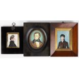 Three Miniature Portraits of Gentlemen. Watercolors, early 19th century. Max 4" x 3". Online bidding