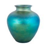Steuben Blue Aurene Vase. Inscribed Steuben Aurene and numbered. Small nick to shoulder. Ht. 10 1/2"