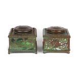 Tiffany Studios, New York, Grapevine Inkwells. Both impressed TIFFANY STUDIOS NEW YORK & one