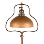 Handel Floor Lamp with Brown Chipped Ice Shade. Early 20th Century. Signed 'Handel Brown 606842'.