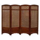 Oak Four Sectional Screen. circa 1910. 4 Panels with W. 24" . Ht. 6' 3" Overall W 96". Online