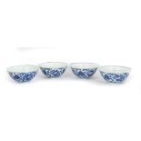 Group of Nine Chinese Blue & White 'Eight Immortals' Bowls. Daoguang six-character reign mark (