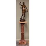 Alexandre Falguière (French, 1831-1900) Bronze of Diana . Sculpture Ht. 30 1/2" Ht on Base 69".