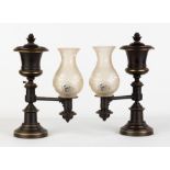 Pair of H. N. Hooper & Co. Boston Argon Lamps. Pair of argand mantle lamps by H. N. Hooper of