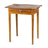 Hepplewhite Vinegar Grain Painted One Drawer Stand. circa 1800, with shaped top. Original top and