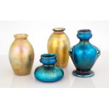 Group of Four Tiffany Favrile Cabinet Vases. Early 20th century. All signed. L.C. Tiffany Favrile
