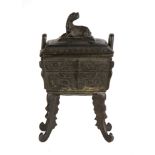 Chinese Bronze Censor. Ht. 8" . Online bidding available: https://live.cottoneauctions.com/