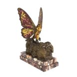 Carl Kauba (1865-1922) "Metamorphosis" Mechanical Sculpture. Patinated French gilt bronze. circa