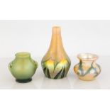 Three Tiffany Favrile Cabinet Vases. Early 20th century. All signed. L.C.T N1780. L.C. Tiffany