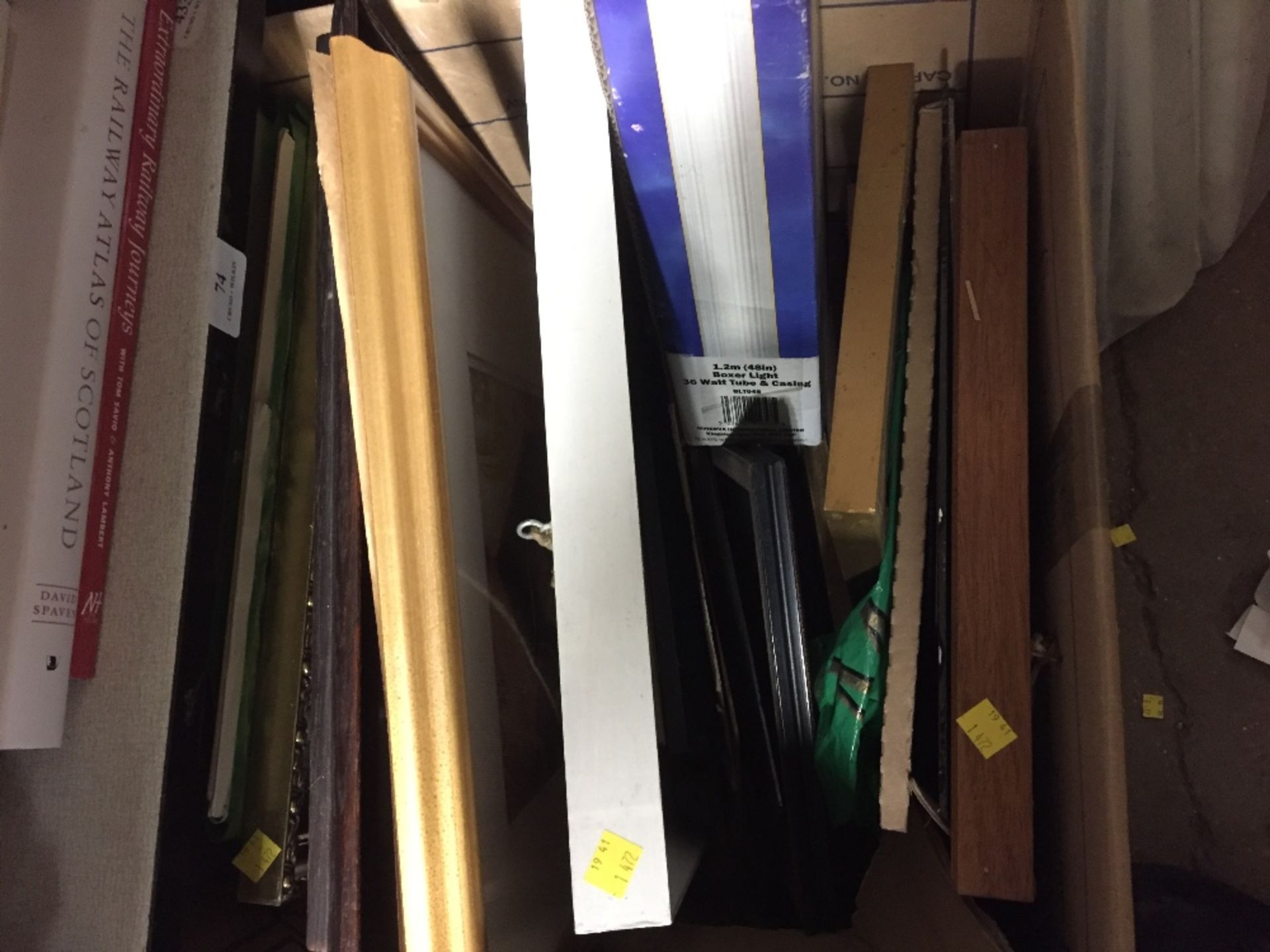 BOX OF PICTURE FRAMES ETC