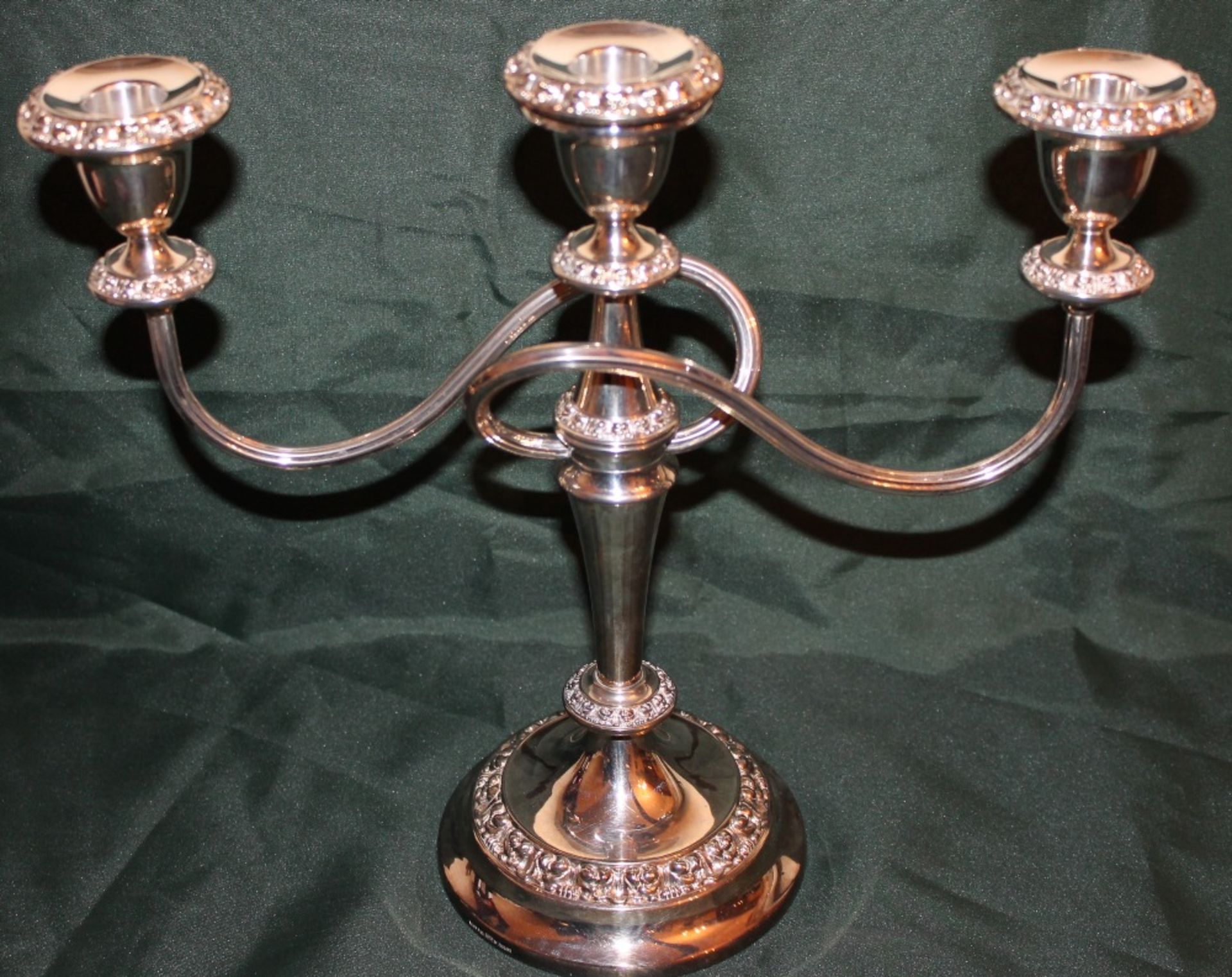 THREE BRANCH SIVER PLATED CANDELABRA