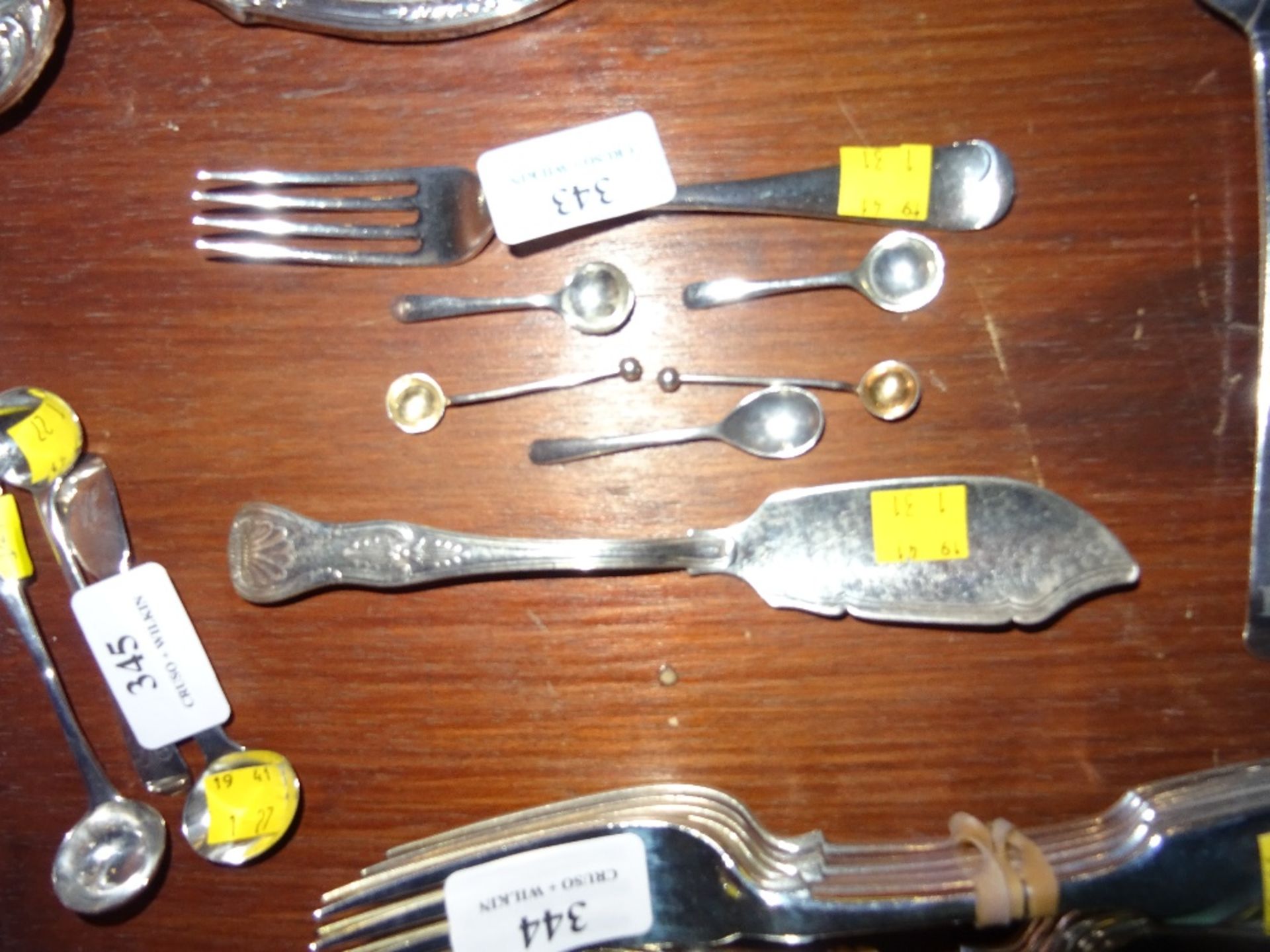 FIVE MUSTARD SPOONS [2 LONDON,