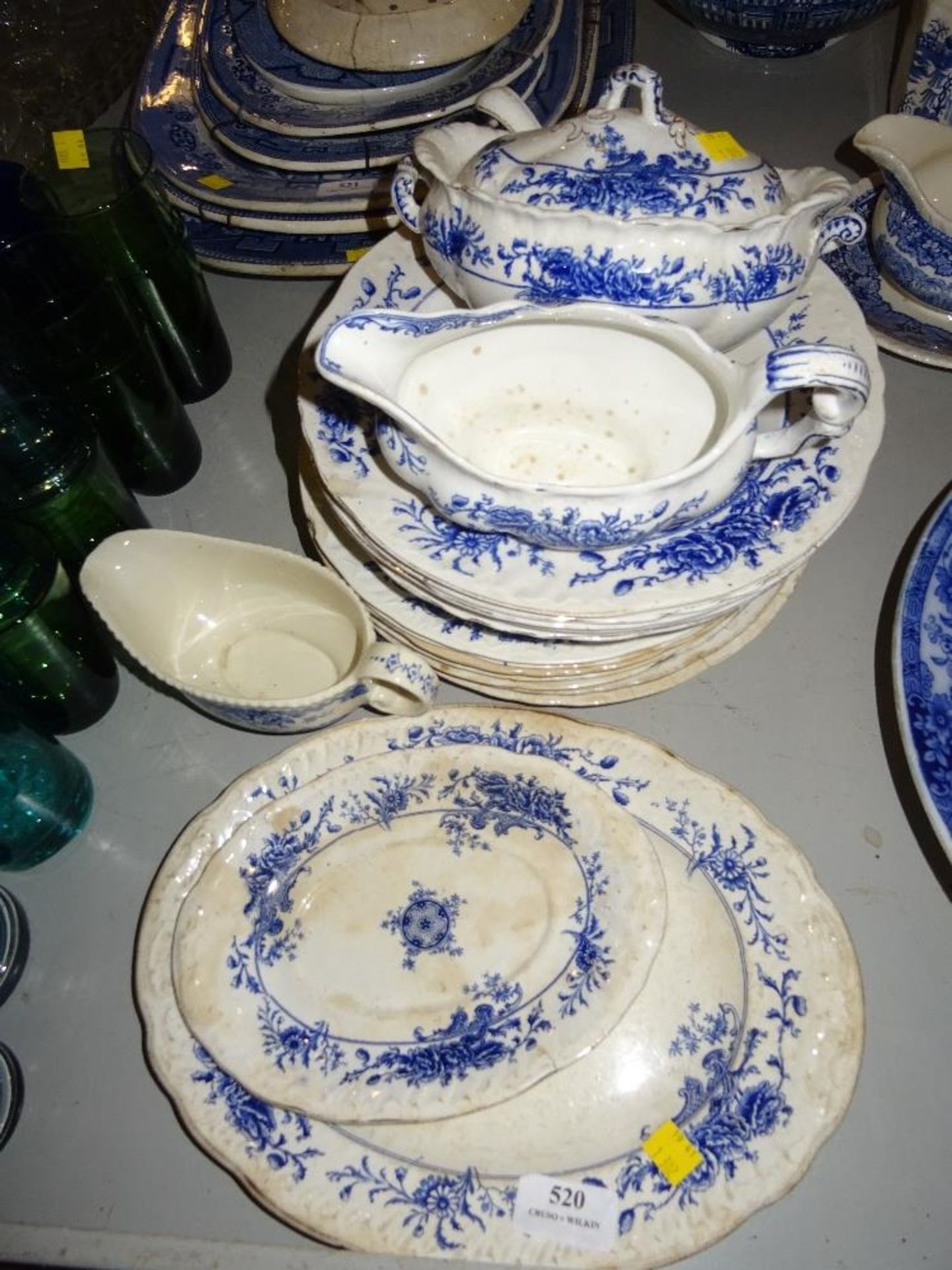 QUANTITY OF BOOTHS ROYAL SEMI PORCELAIN POPY PATTERN DINNER PLATES AND TWO SERVING PLATES