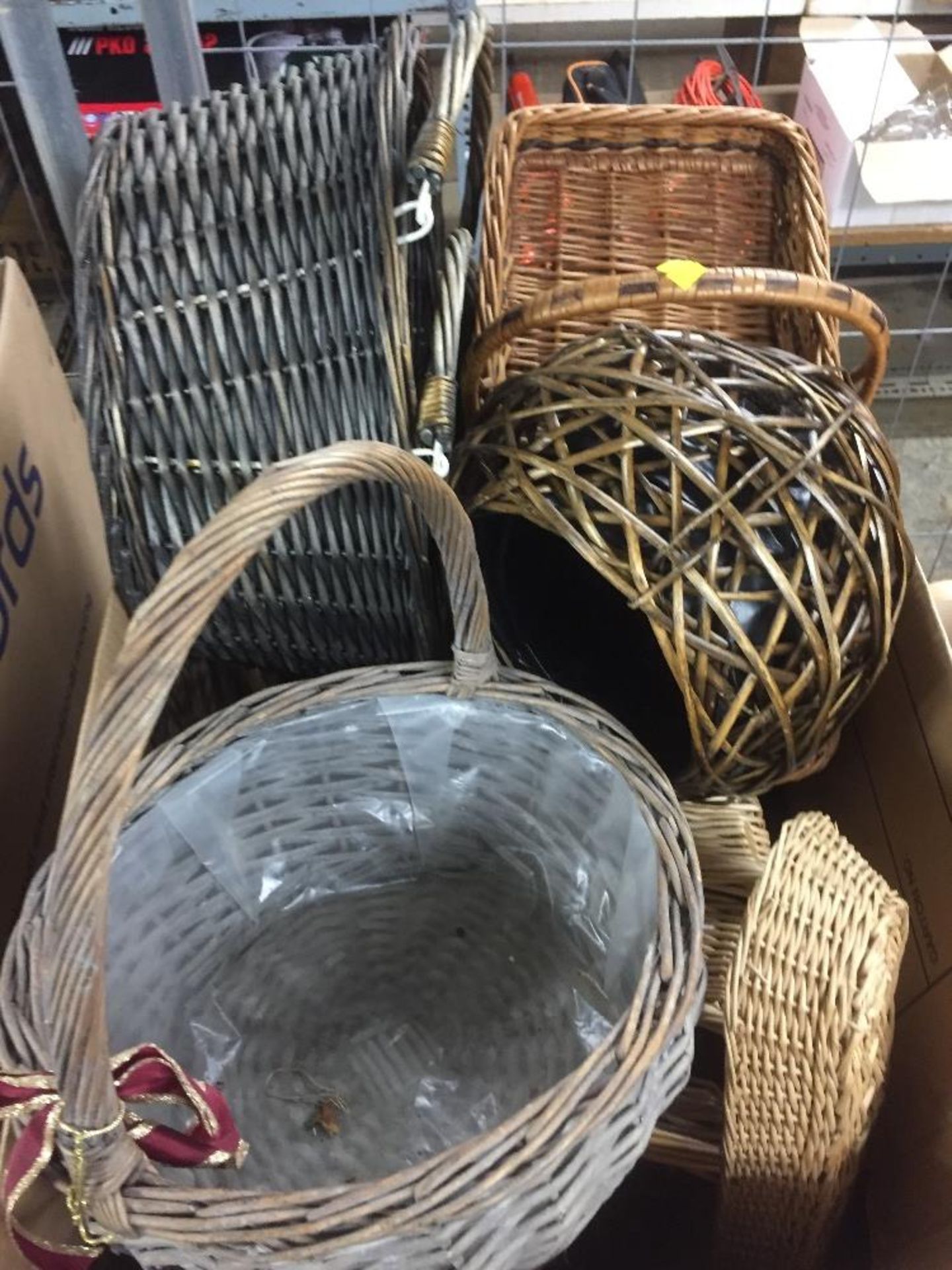 BOX OF WICKER BASKETS