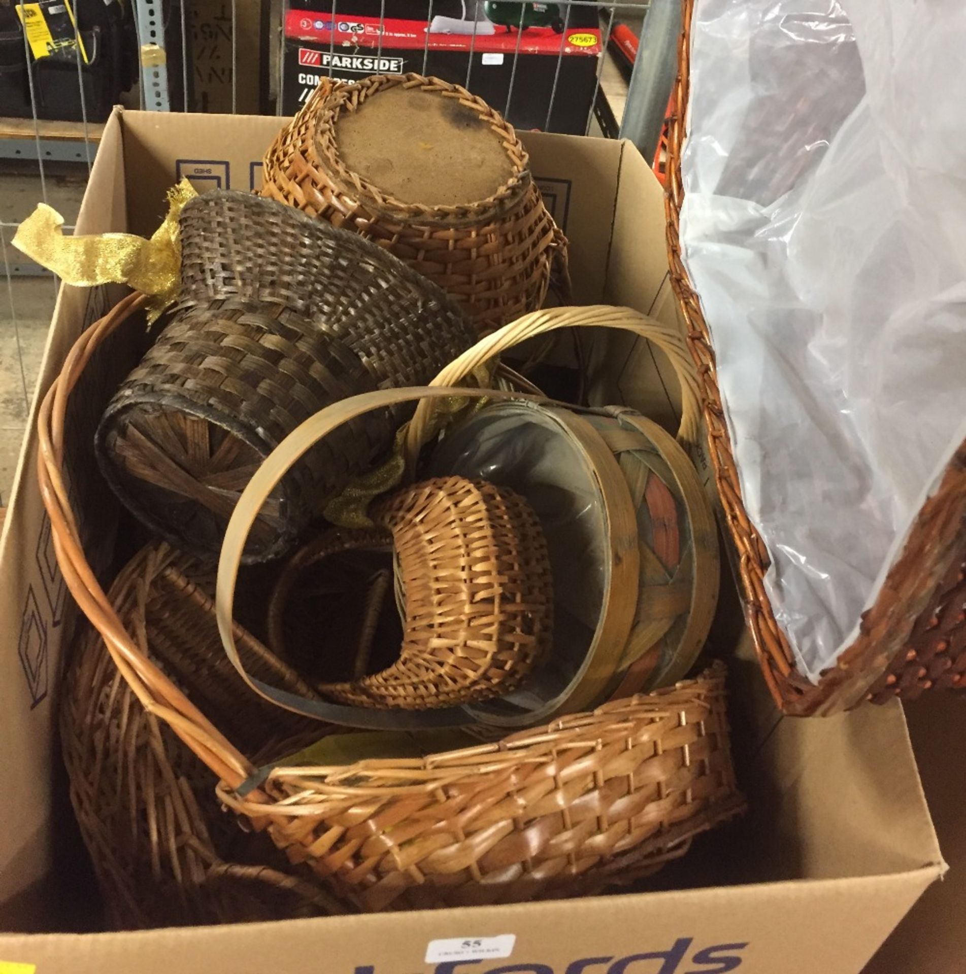 BOX OF WICKER BASKETS