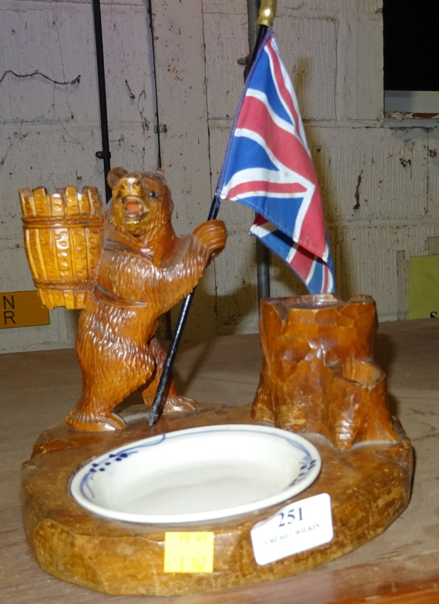 LARGE BLACK FOREST BEAR WITH UNION JACK