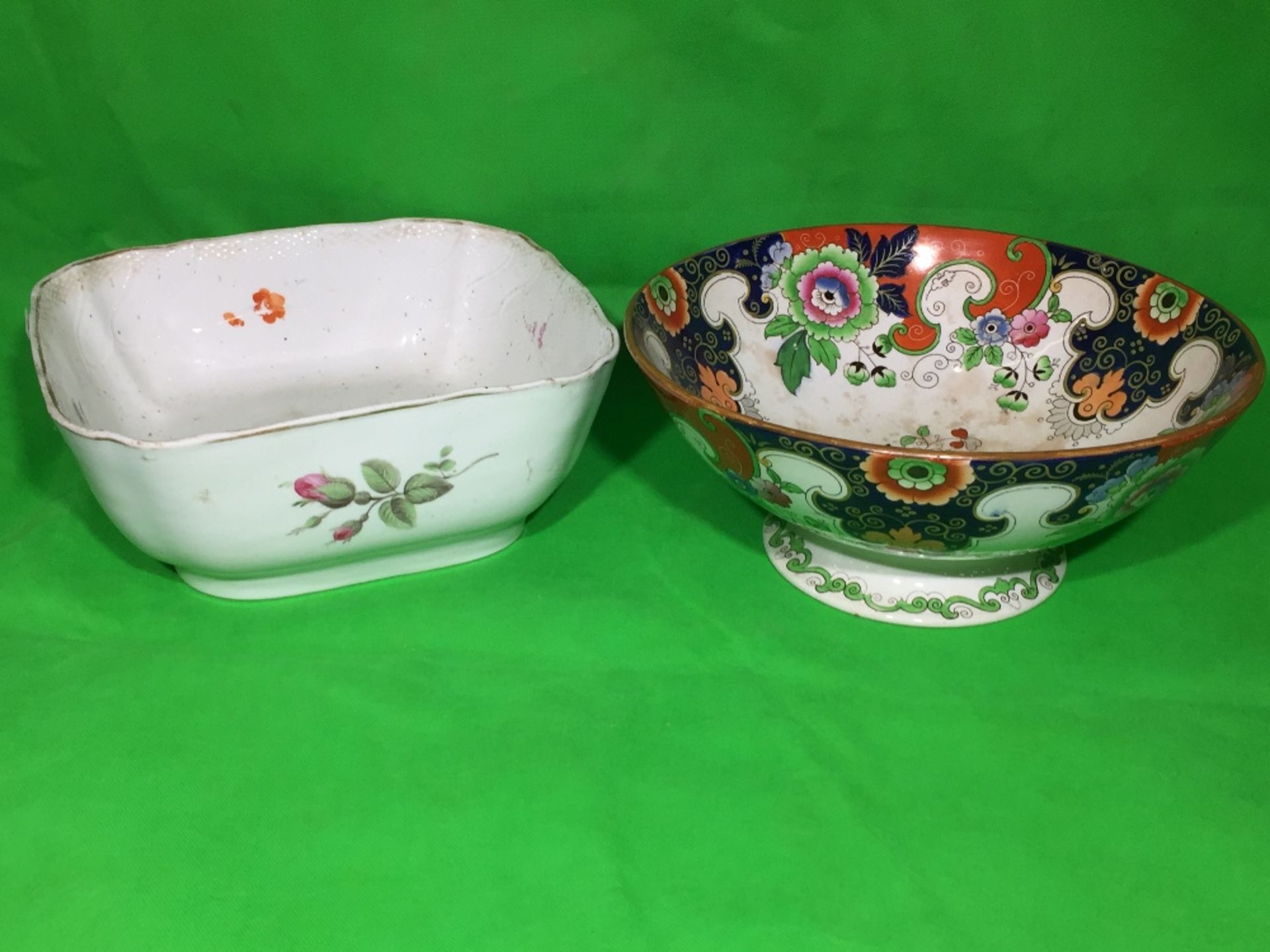LARGE ORINETAL FRUIT BOWL AND ONE OTHER