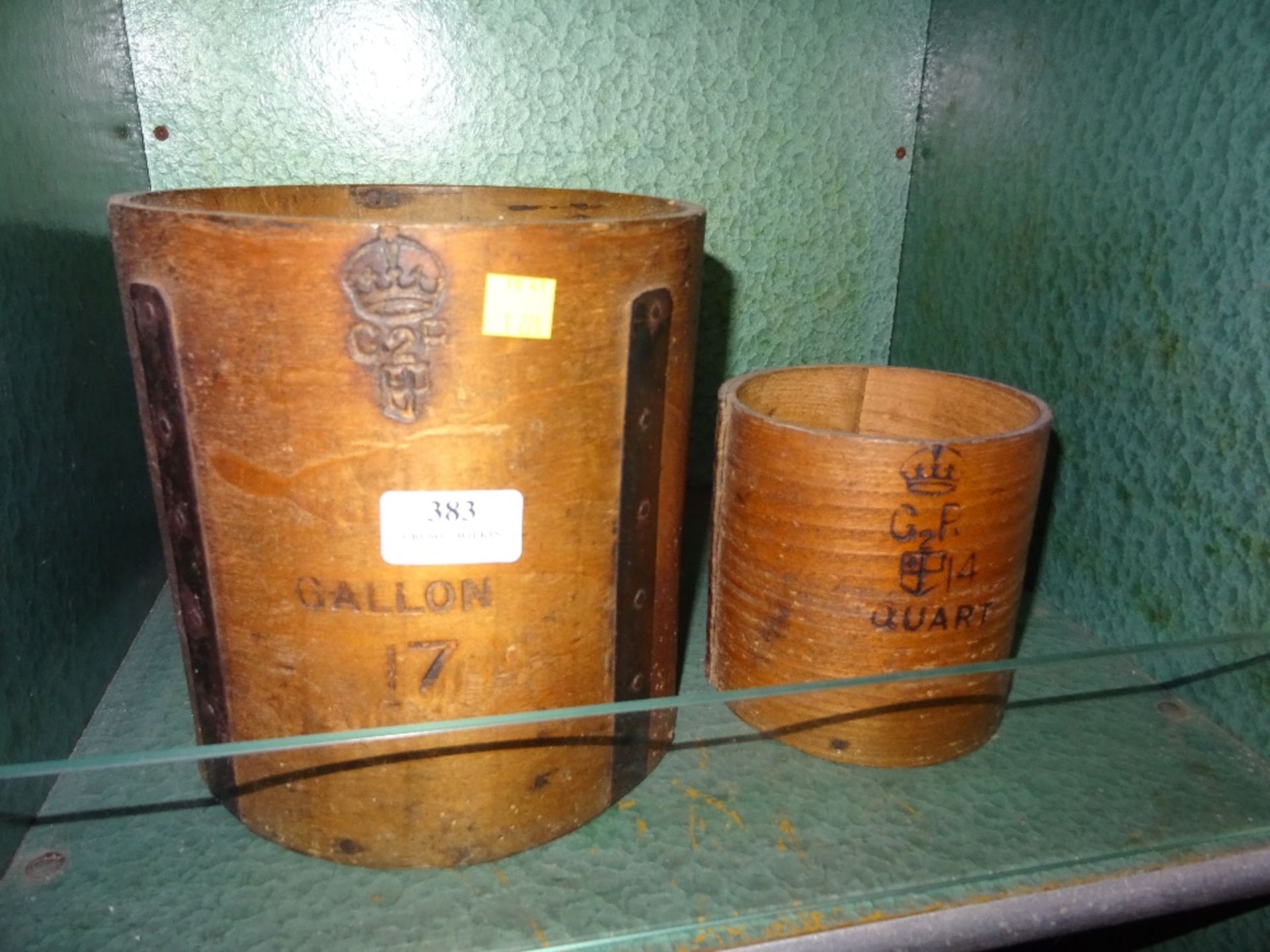 TWO WOODEN GRAIN MEASURES