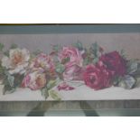 M. Ryan, watercolour, still life, roses, signed indistinctly, in an oval frame, 13" x 11"