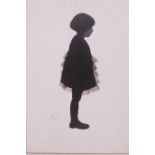 A Georgian full length silhouette of a young girl, 2" x 3"
