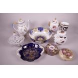 A quantity of decorative china including Royal Worcester Millennium bowl, 9" diameter, Coalport,