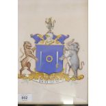 A C19th painted and gilded Indian armorial crest with rampant tiger and elephant, A/F, 8" x 11"