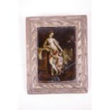 An églomisé reverse painting of Cupid and Psyche, 4" x 5"