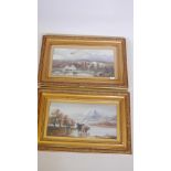 JM Arandale, a pair of oils on millboard, Scottish landscapes with highland cattle, signed, in