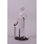 An Albany porcelain and gilt metal Art Deco style figurine, 8" high