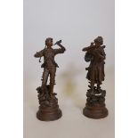 A pair of C19th bronzed spelter figures after Rancoulet, 18" high