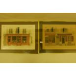 David Juniper, two lithographs of French shopfronts from the 'Serrieres Juniper 1980' series, 18½" x