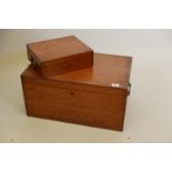 A golden oak silver box with brass carrying handles, and a small oak canteen, 24" x 16" x 12"