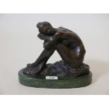 A bronze figure, study of a female nude, 8" high, unsigned