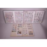 Three albums of British, Commonwealth and World stamps, 12" x 9"