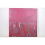 Henrie Haldane, oil on canvas, abstract in red, unframed, monogrammed HH, 30" x 30"