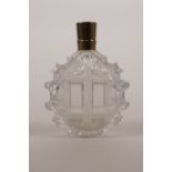 An antique Dutch 14ct gold mounted scent bottle, 3½" high