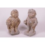 A pair of gilt composition figurines of tweedle dumb and tweedle dee, 7½" high
