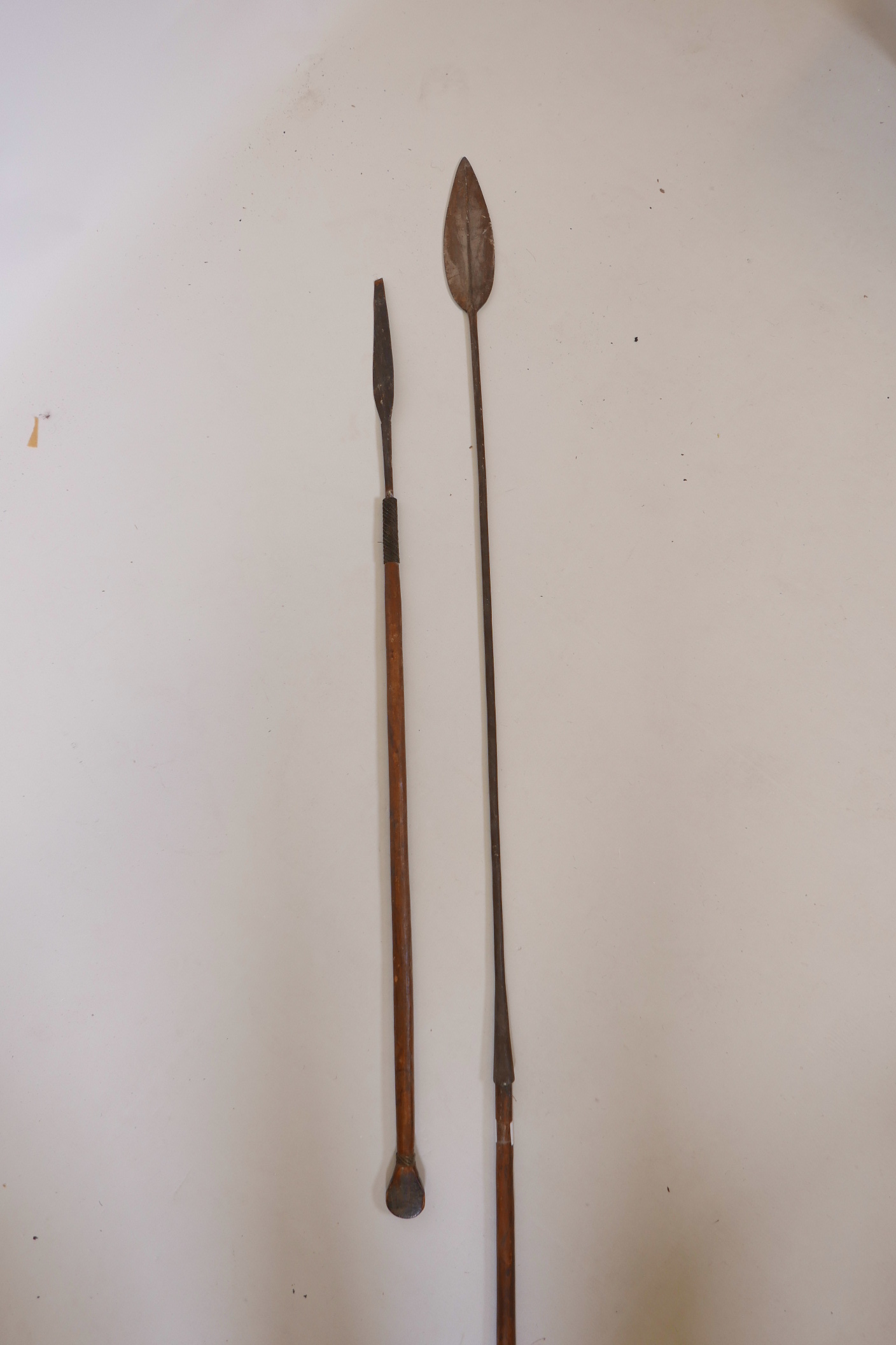 An East African tribal hunting spear and another smaller, longest 73" - Image 2 of 3