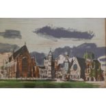 Edwin La Dell, Clifton College, limited edition coloured lithograph, 99/100, signed in pencil, 17" x