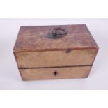 A C19th satinwood perfume decanter box on metal bun feet, 5¾" x 3" x 4"