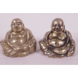 Two cast brass figurines of Buddha seated in meditation, 3" high