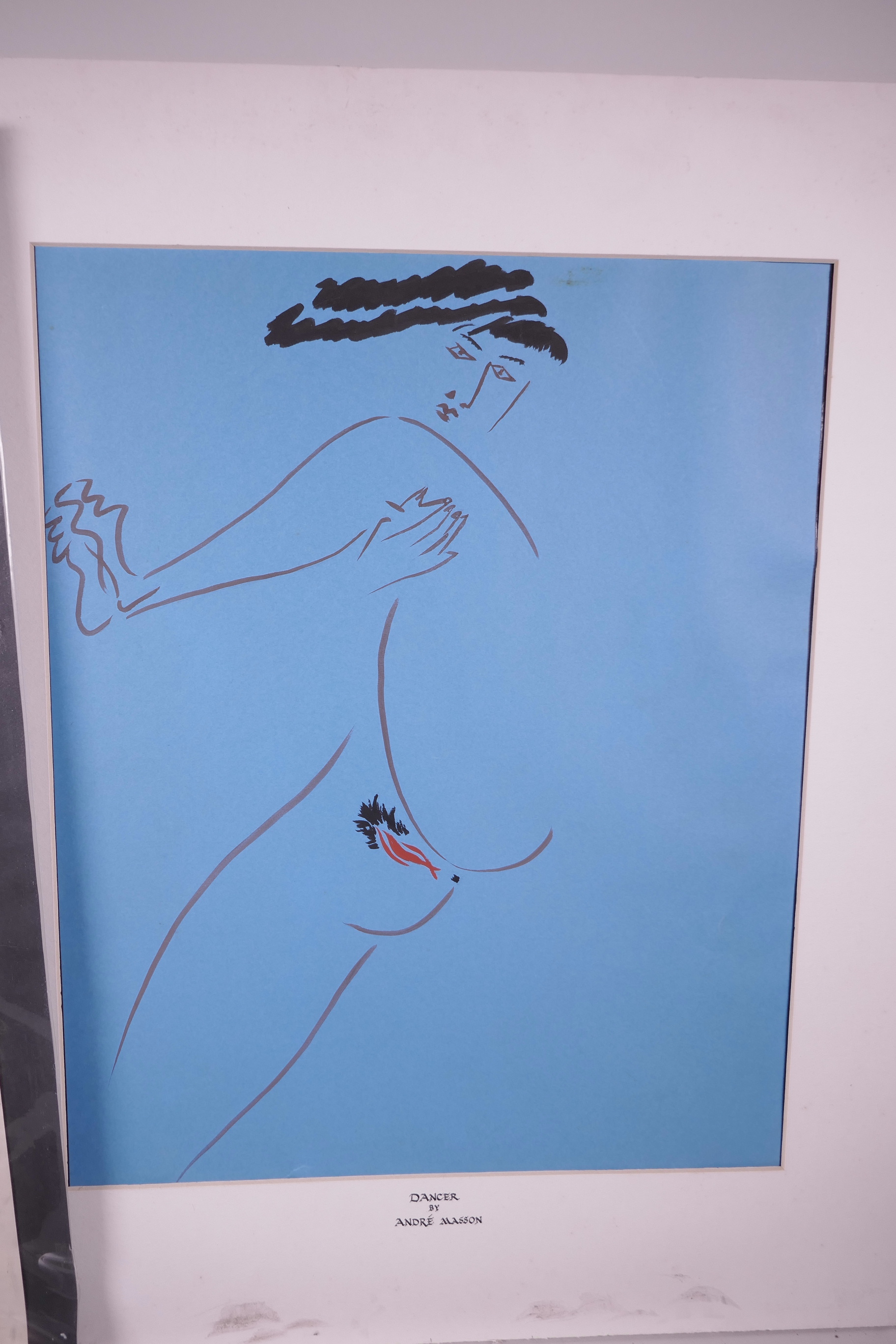 An erotic gouache of a female nude, signed to mount Andre Masson, a pencil study of a nude, - Image 3 of 5