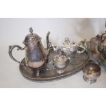 An American 9 piece silver plated tea and coffee service with tray, marked F.B. Rogers, and