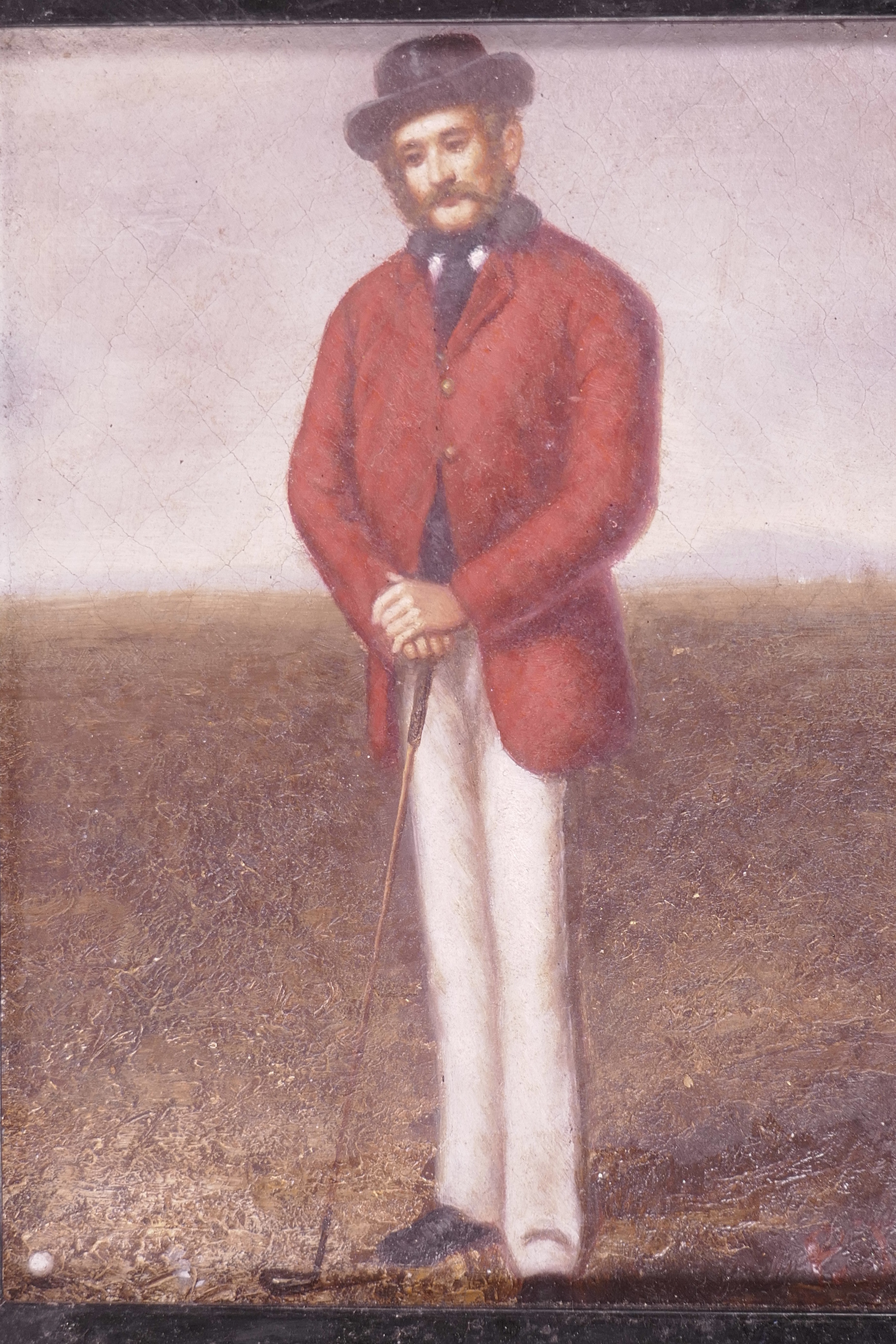 An oil on panel of an Edwardian golfer, 5½" x 7½"